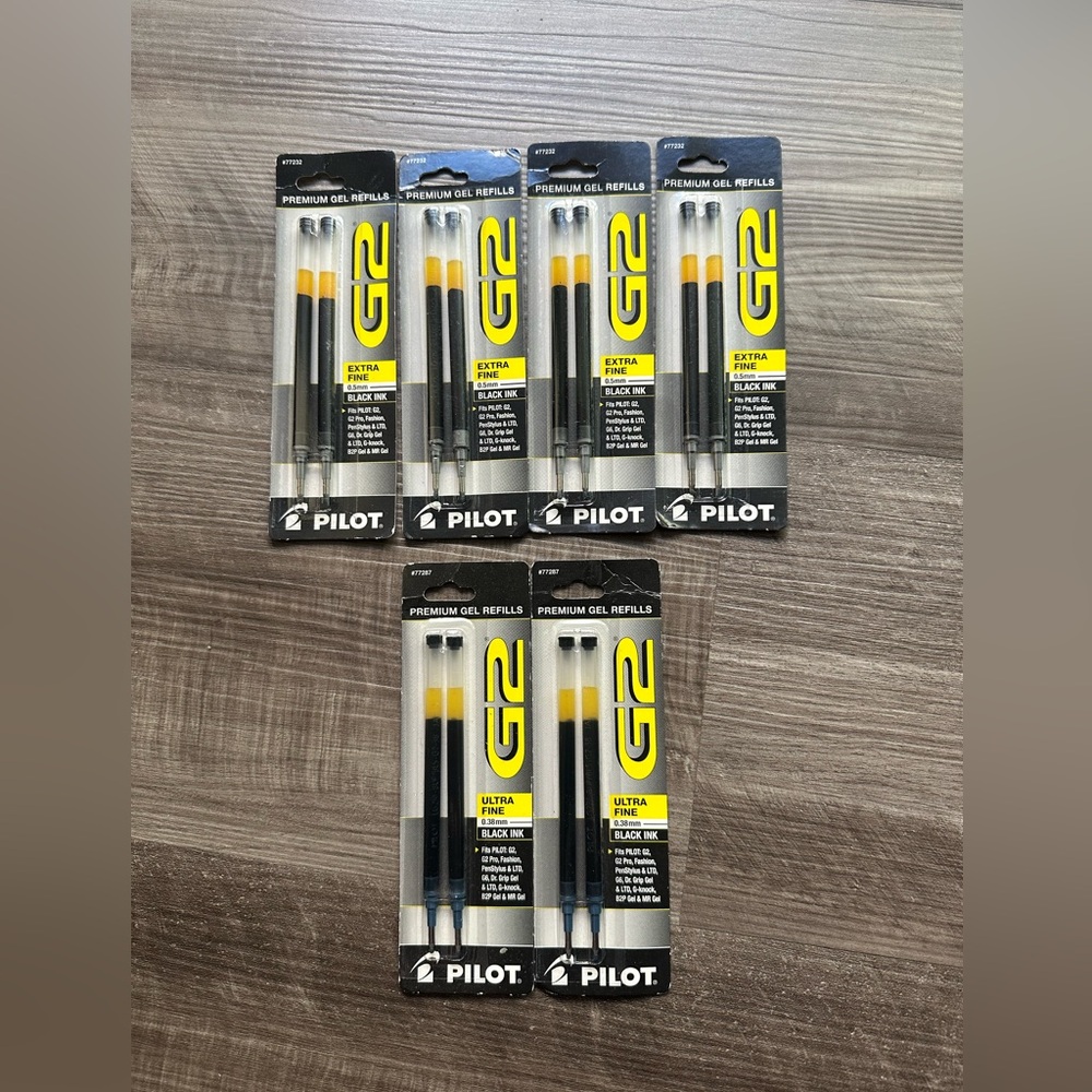 Pilot G2 Gel Ink Pen Refills, Fine Point, 0.5mm and 0.38mm, Black Ink (NEW)